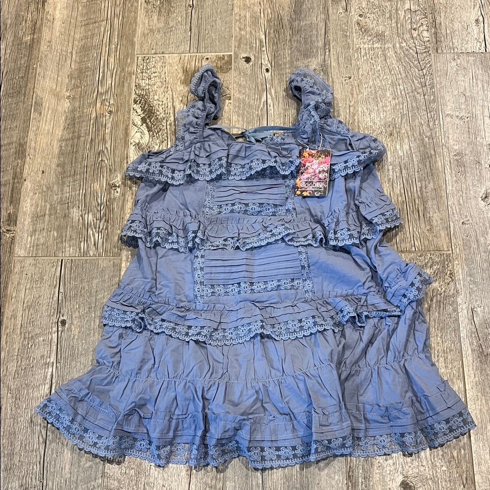 Blue Ruffled Jumpsuit - Picture 5 of 11